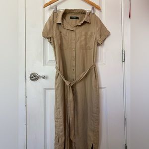Ralph Lauren linen maxi tan khaki dress size medium